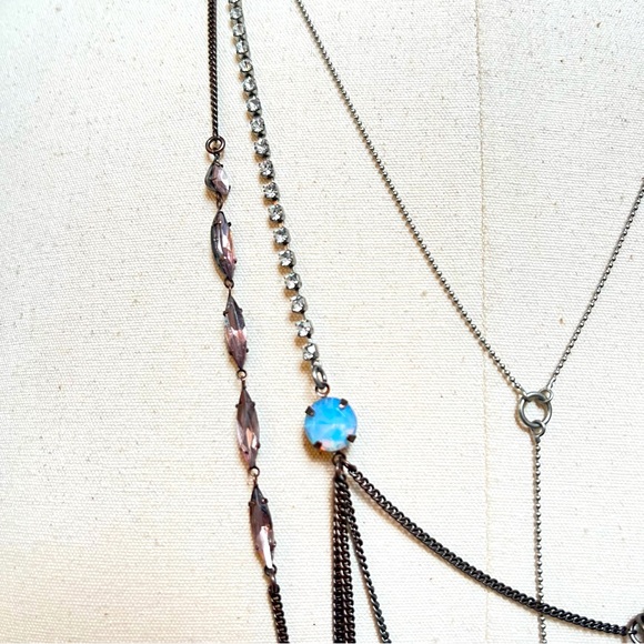 NWT Juicy Couture Wispy Long Layered Necklace w/ Crystals, Pearl, & Rhinestones - Picture 9 of 11